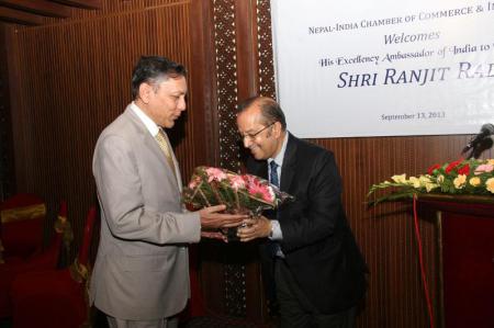 Welcome to H.E.Ambassador of India Shri Ranjit Rae on 13th September 2013 in Kathmandu